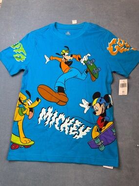 Disney Bright Blue Goofy, Mickey & Pluto Skate Tee